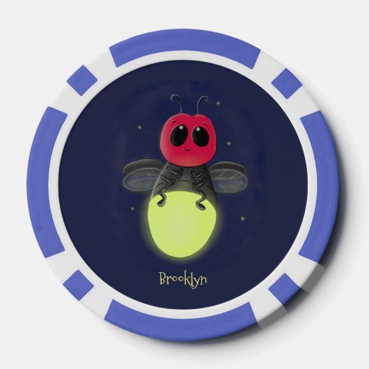Niedliche Blitzfehler-Firefrefly-Cartoon-Abbildung Pokerchips (Rückseite)