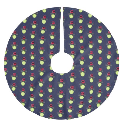 Niedliche Blitzfehler-Firefrefly-Cartoon-Abbildung Polyester Weihnachtsbaumdecke (Vorderseite)
