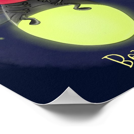 Niedliche Blitzfehler-Firefrefly-Cartoon-Abbildung Poster (Ecke)