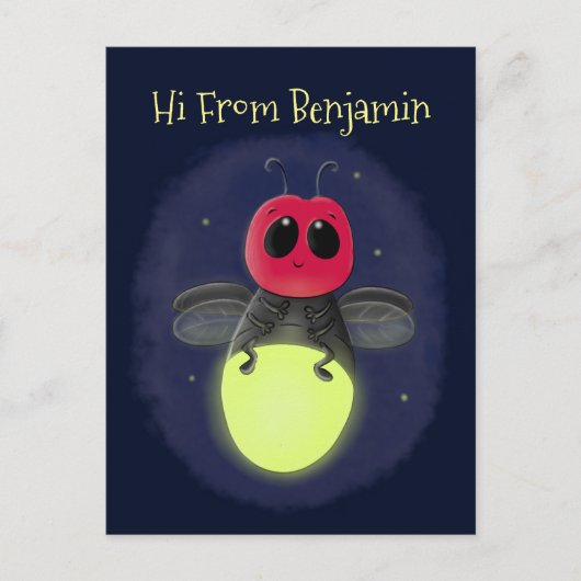 Niedliche Blitzfehler-Firefrefly-Cartoon-Abbildung Postkarte (Vorderseite)