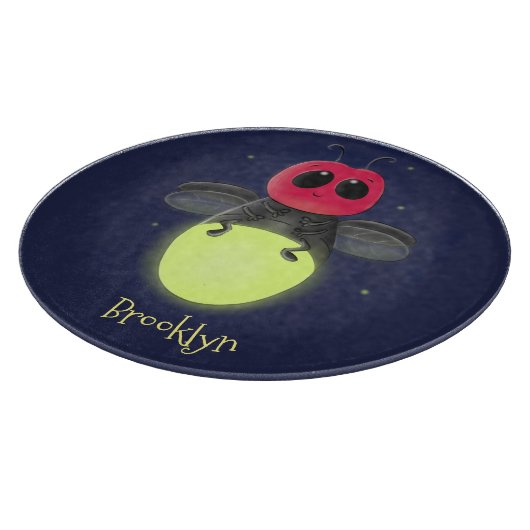 Niedliche Blitzfehler-Firefrefly-Cartoon-Abbildung Schneidebrett (Ecke)