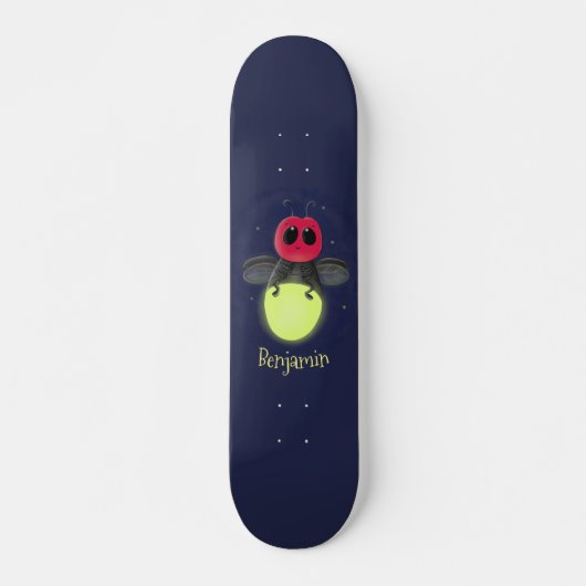 Niedliche Blitzfehler-Firefrefly-Cartoon-Abbildung Skateboard (Vorne)