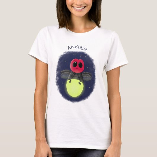 Niedliche Blitzfehler-Firefrefly-Cartoon-Abbildung T-Shirt (Vorderseite)