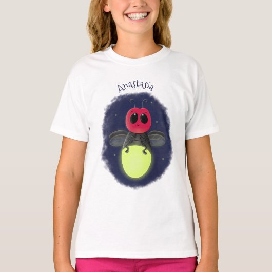 Niedliche Blitzfehler-Firefrefly-Cartoon-Abbildung T-Shirt (Vorderseite)