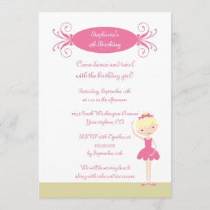 Niedliche blonde Ballerinageburtstags-Party Einladung