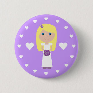 Niedliche blonde Braut u. Herzen kundengerecht Button