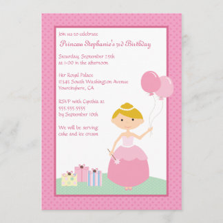 Niedliche blonde Prinzessingeburtstags-Party Einladung