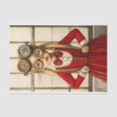 Niedliche Blonde Steampunk Girl in Red Y2 Decoupag Seidenpapier (Vorderseite)