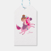 Niedliche Blondie-Hair-Girl-Reiten auf einem Einho Geschenkanhänger (Vorderseite)