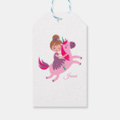 Niedliche Blondie-Hair-Girl-Reiten auf einem Einho Geschenkanhänger (Rückseite)