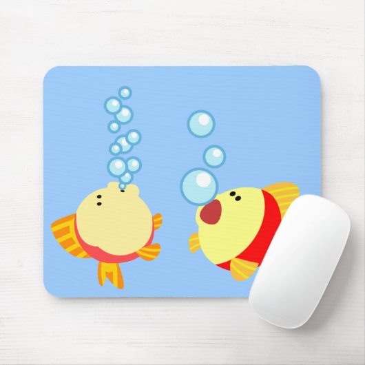 Niedliche Blubbling Cartoon Fischmousepad Mousepad (Mit Mouse)