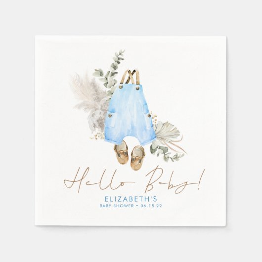 Niedliche Blue and Brown Baby Dusche Serviette (Vorderseite)