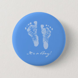 Niedliche Blue Baby Footprints von einer Kinderdus Button