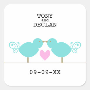 Niedliche Blue Birds Sonderdatumsaufkleber Quadratischer Aufkleber