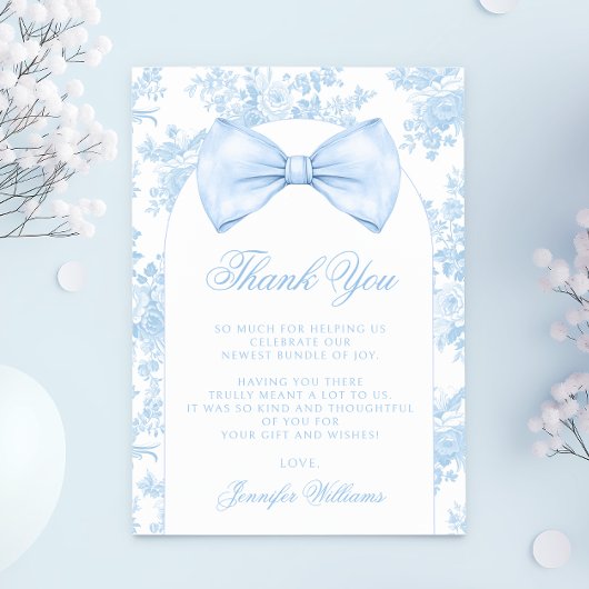 Niedliche Blue Bow Krawatte Boho Baby Boy Dusche Dankeskarte