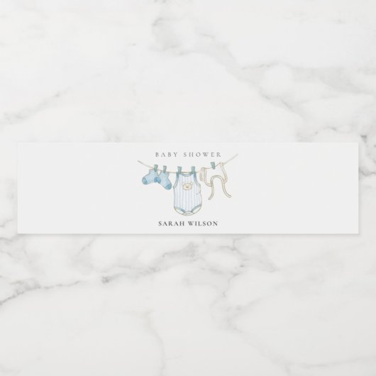 Niedliche Blue Boy Baby Dusche Wasserflaschenetikett (Einzelnes Label)