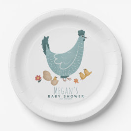 Niedliche Blue Farm Chicken Boys Kinderdusche Pappteller
