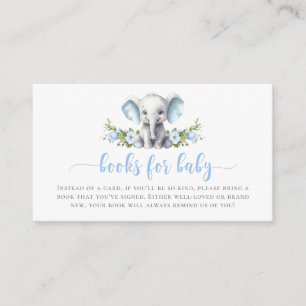 Niedliche Blue Floral Elephant Books für Babydusch Begleitkarte