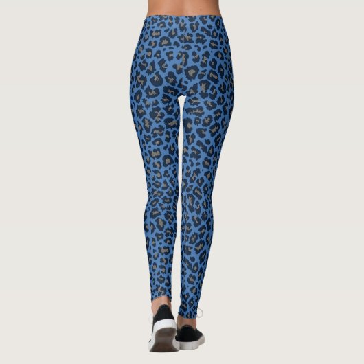 Niedliche Blue Leopard Print Leggings (Rückseite)