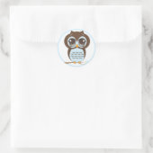 Niedliche Blue Owl Baby-Dusche für einen Jungen Runder Aufkleber (Tasche)