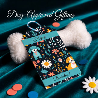Niedliche Blue Puppy-Blume Geschenkanhänger