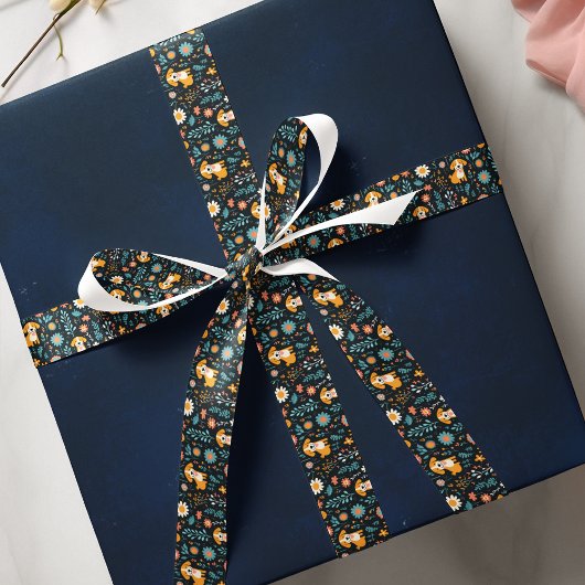 Niedliche Blue Puppy-Blume Satinband