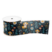 Niedliche Blue Puppy-Blume Satinband (Spule)