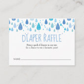 Niedliche Blue Raindrops Windeln Raffle Baby Dusch Begleitkarte (Vorderseite)