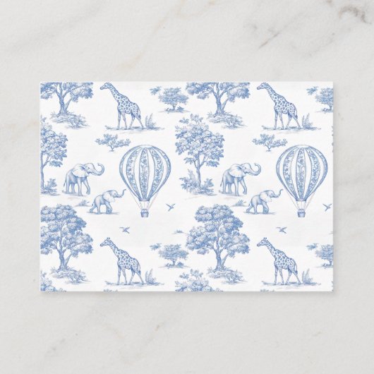 niedliche Blue Safari Babyduschbücher Begleitkarte (Rückseite)