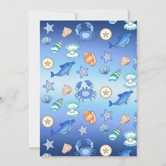 Niedliche Blue Seaside Beachy Baby Dusche Einladung (Rückseite)