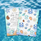 Niedliche Blue Seaside Beachy Baby Dusche Einladung