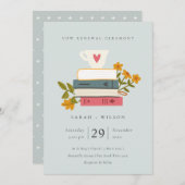 Niedliche Blue Stack Books Floral Vow Renewal Einl Dankeskarte (Vorne/Hinten)