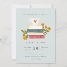 Niedliche Blue Stack Books Floral Vow Renewal Einl