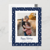 Niedliche Blue Stars Foto Weihnachtskarten Feiertagspostkarte (Vorne/Hinten)
