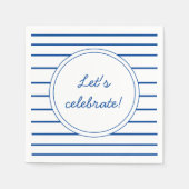 Niedliche Blue Stripes Party Papiere Napkins Serviette (Vorderseite)