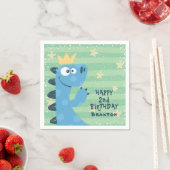 Niedliche Blue T-Rex Kindergeburtsparty Serviette (Beispiel)