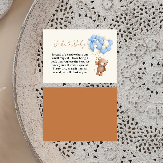 Niedliche Blue Teddy Bärenbücher für Babydusche Begleitkarte