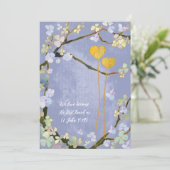 Niedliche Blue Wedding mit zwei Herz Einladung (Stehend Vorderseite)