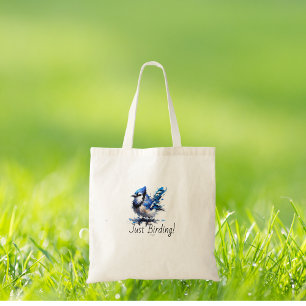 Niedliche BLUE/WHUE Just Vogelbeobachtung - Blue J Tragetasche