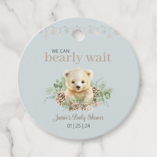 Niedliche Blue Winter Baby-Dusche, die wir frühzei Geschenkanhänger (Vorderseite)