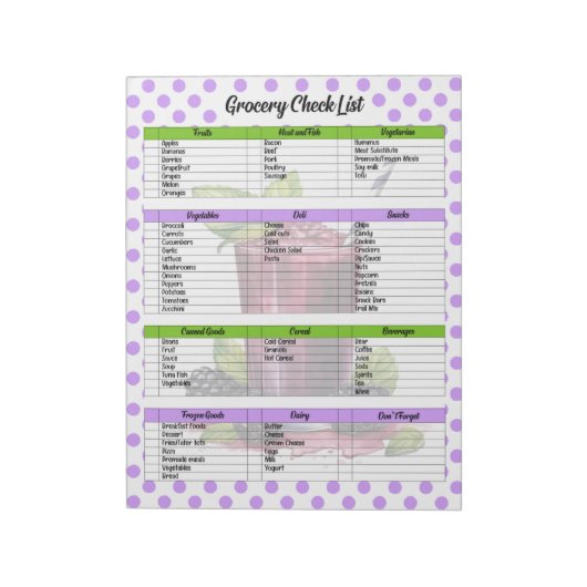 Niedliche Blueberry-Lebensmittelliste Notizblock (Rotiert)