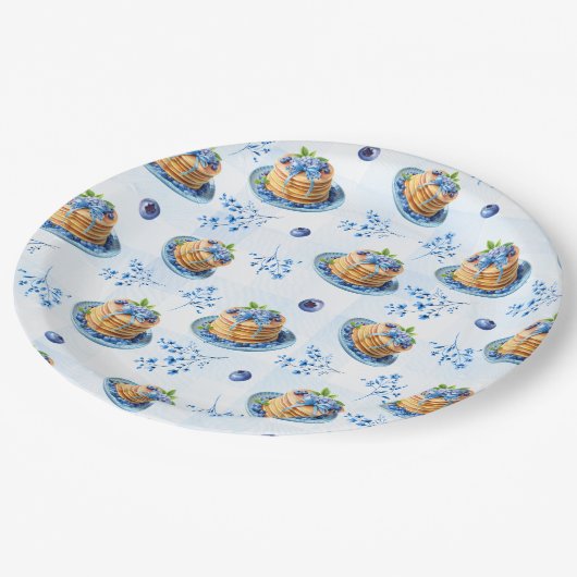 Niedliche Blueberry Pancake Baby Brunch Babydusche Pappteller (Schrägansicht)