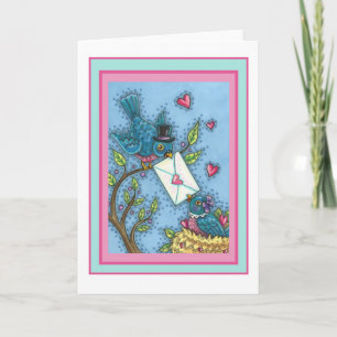 NIEDLICHE BLUEBIRD SWEETHEARDS, LIEBE VOGELVALENTI FEIERTAGSKARTE