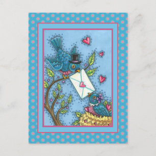 NIEDLICHE BLUEBIRD SWEETHEARDS, LIEBE VOGELVALENTI FEIERTAGSPOSTKARTE