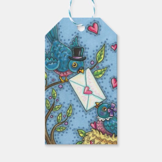 NIEDLICHE BLUEBIRD SWEETHEARDS, LIEBE VOGELVALENTI GESCHENKANHÄNGER (Vorderseite)