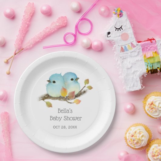 Niedliche Bluebirds Bird Baby Dusche Pappteller (Party)