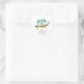 Niedliche Bluebirds Bird Baby Dusche Quadratischer Aufkleber (Tasche)