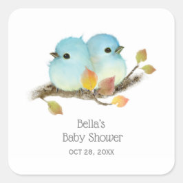 Niedliche Bluebirds Bird Baby Dusche Quadratischer Aufkleber