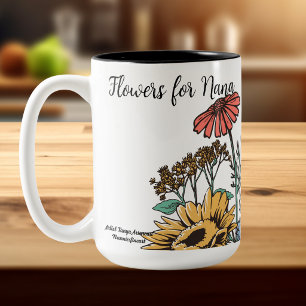 Niedliche Blues und Gold-BLUME für Nana PERSONALIS Zweifarbige Tasse