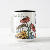 Niedliche Blues und Gold-BLUME für Nana PERSONALIS Zweifarbige Tasse (Vorderseite Links)